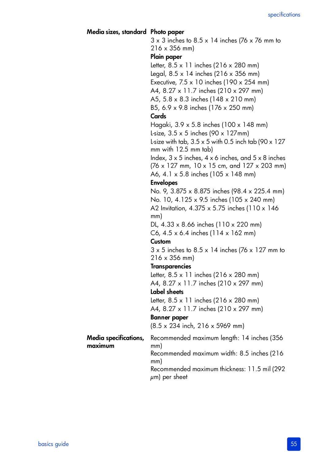 HP 7700 manual Specifications 