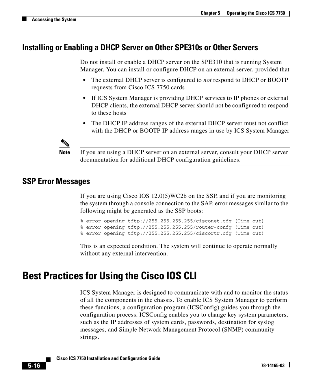 HP 7750 manual Best Practices for Using the Cisco IOS CLI, SSP Error Messages 