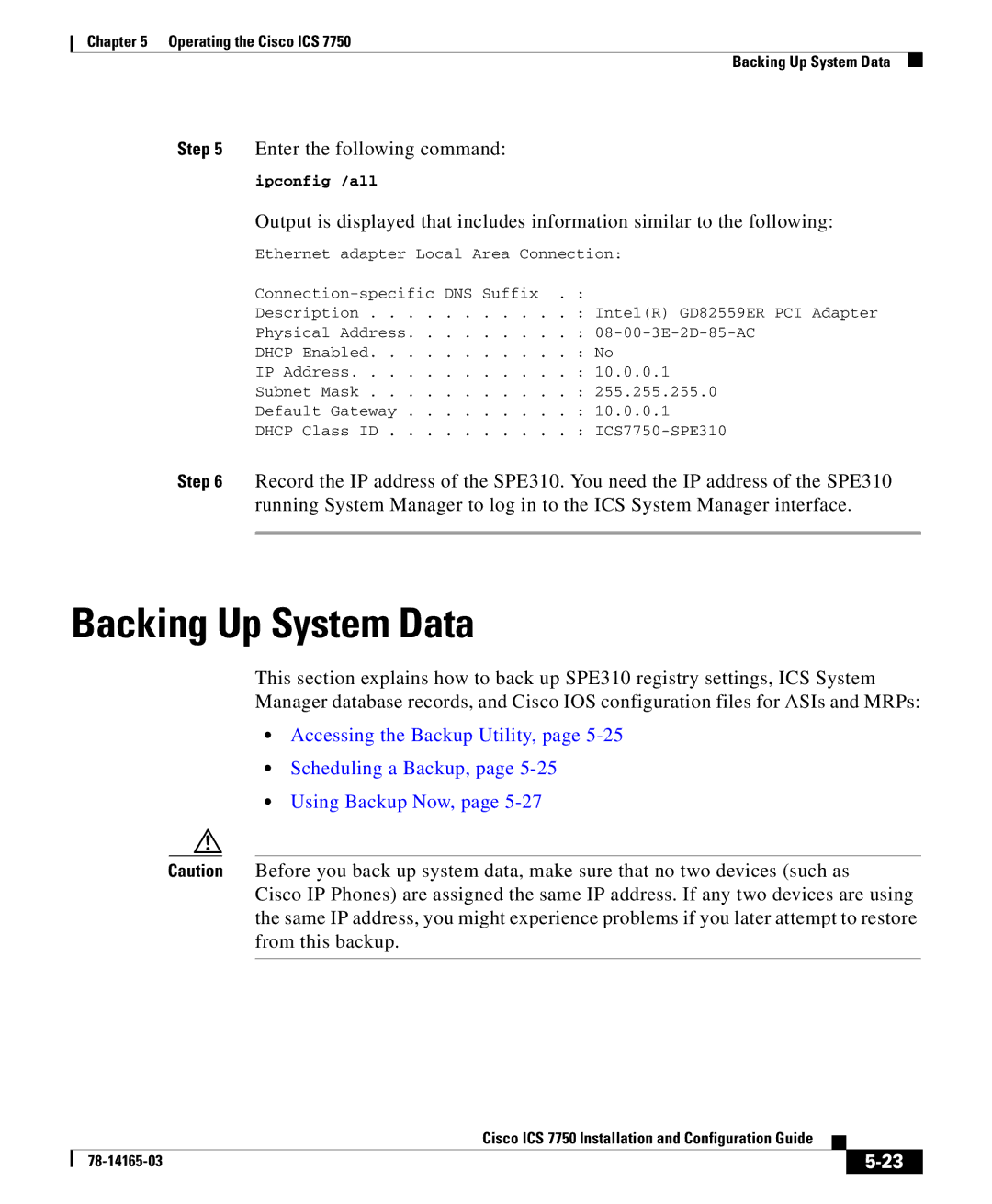 HP 7750 manual Backing Up System Data 