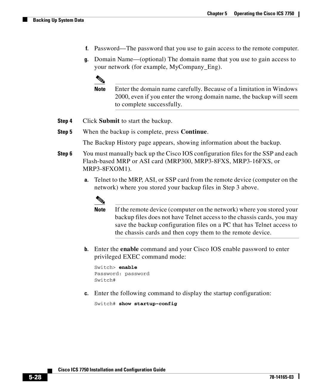 HP 7750 manual Switch# show startup-config 