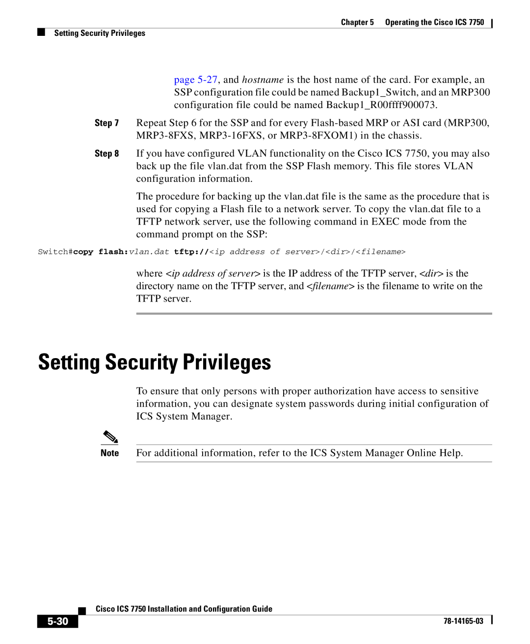 HP 7750 manual Setting Security Privileges 