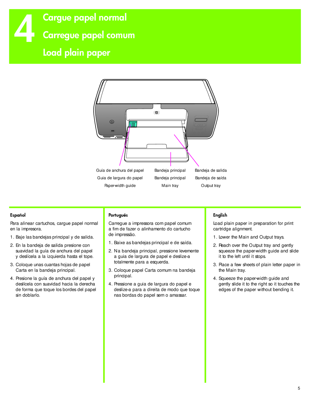 HP 7830 manual Cargue papel normal Carregue papel comum Load plain paper 