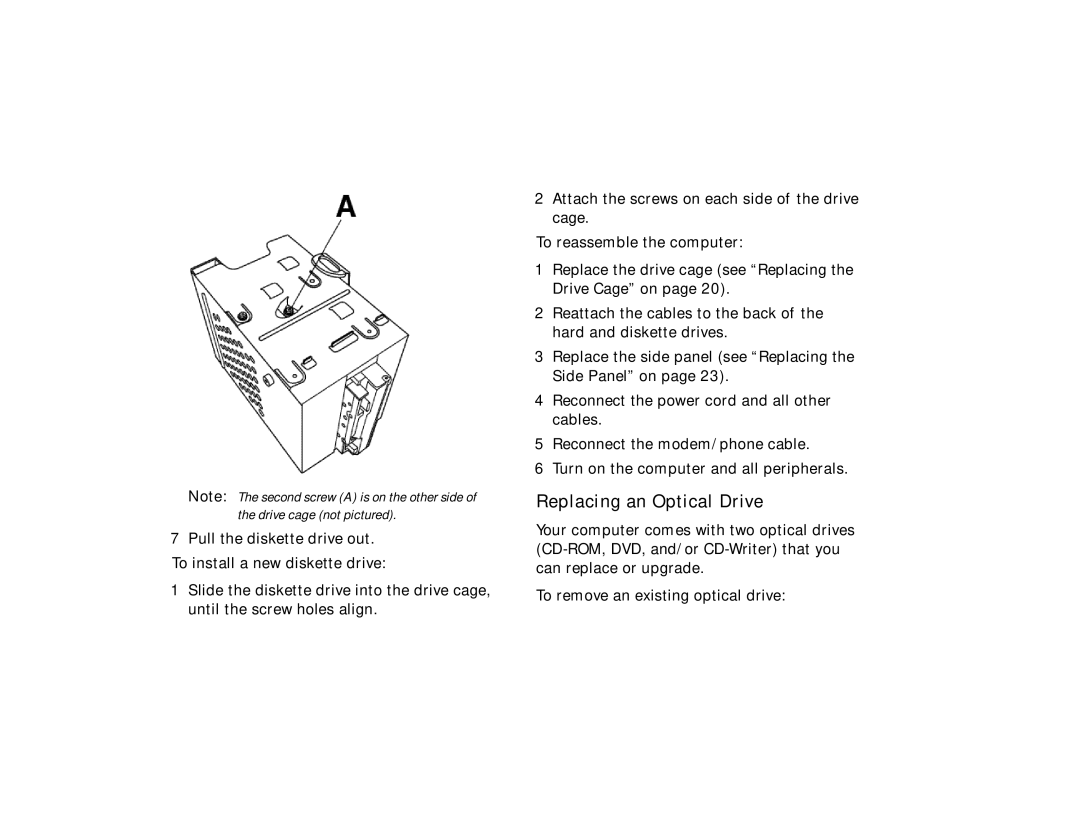 HP 7867 (US) manual Replacing an Optical Drive 