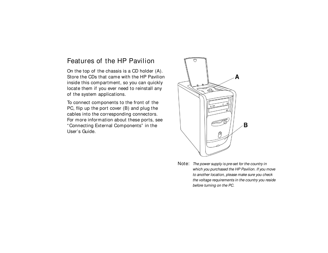 HP 7867 (US) manual Features of the HP Pavilion 