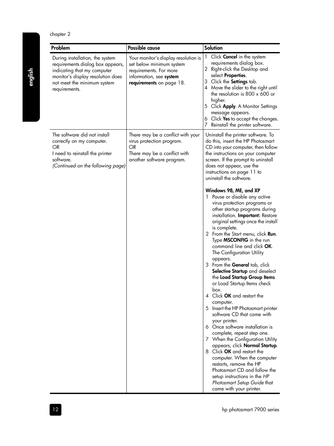 HP 7900 manual Click Cancel in the system 