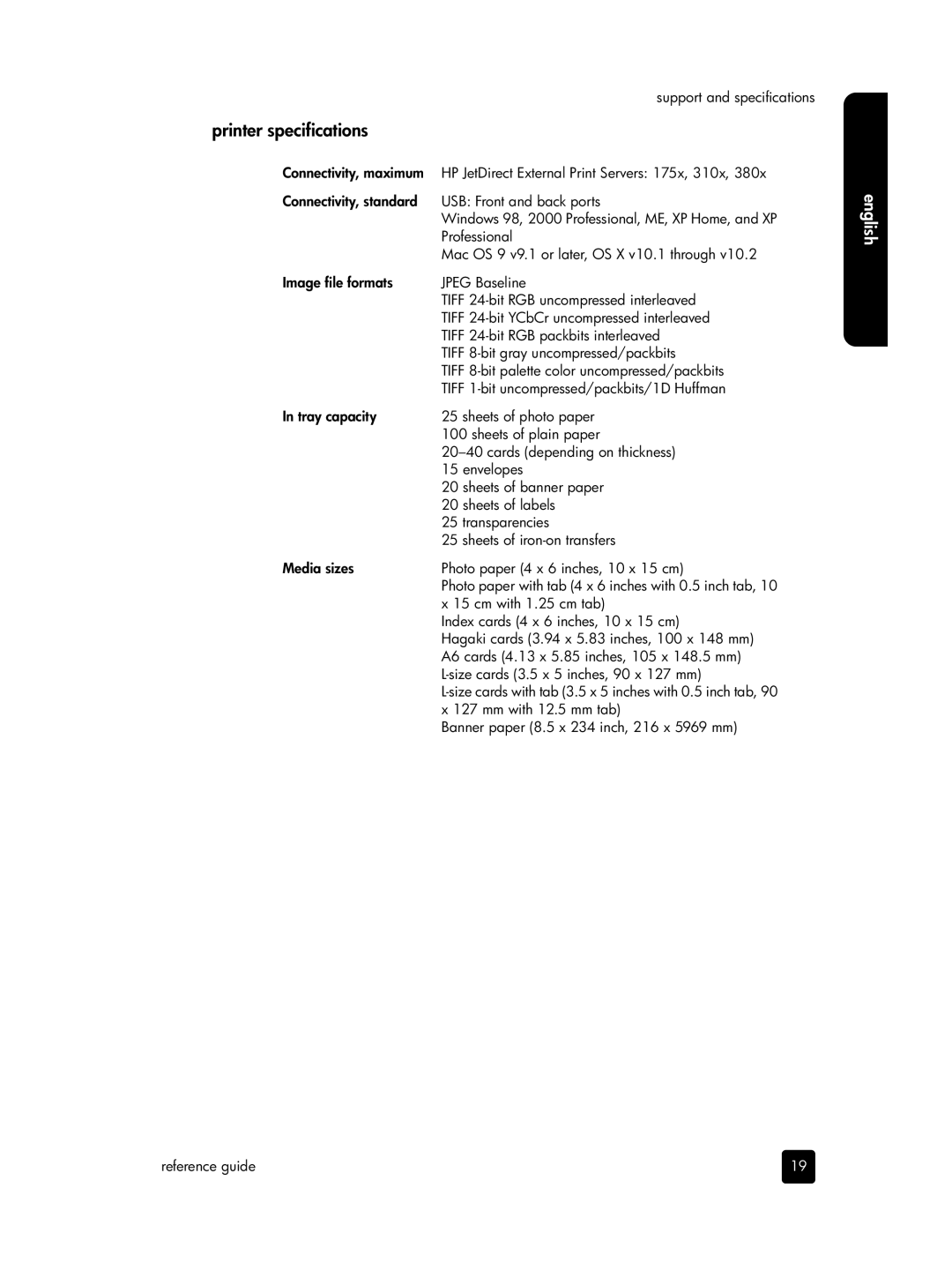 HP 7900 manual Printer specifications 