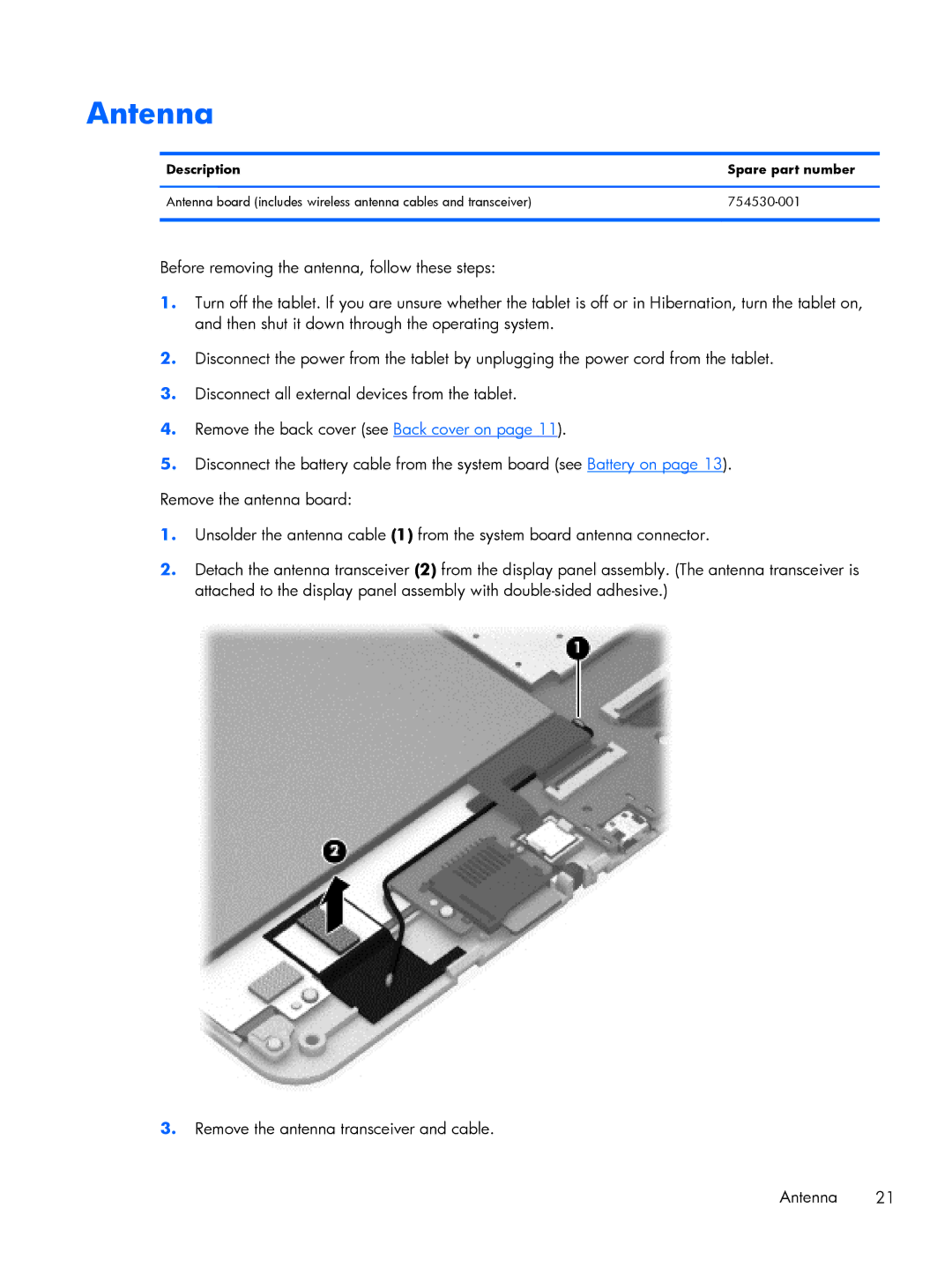 HP 8 1400 manual Antenna 