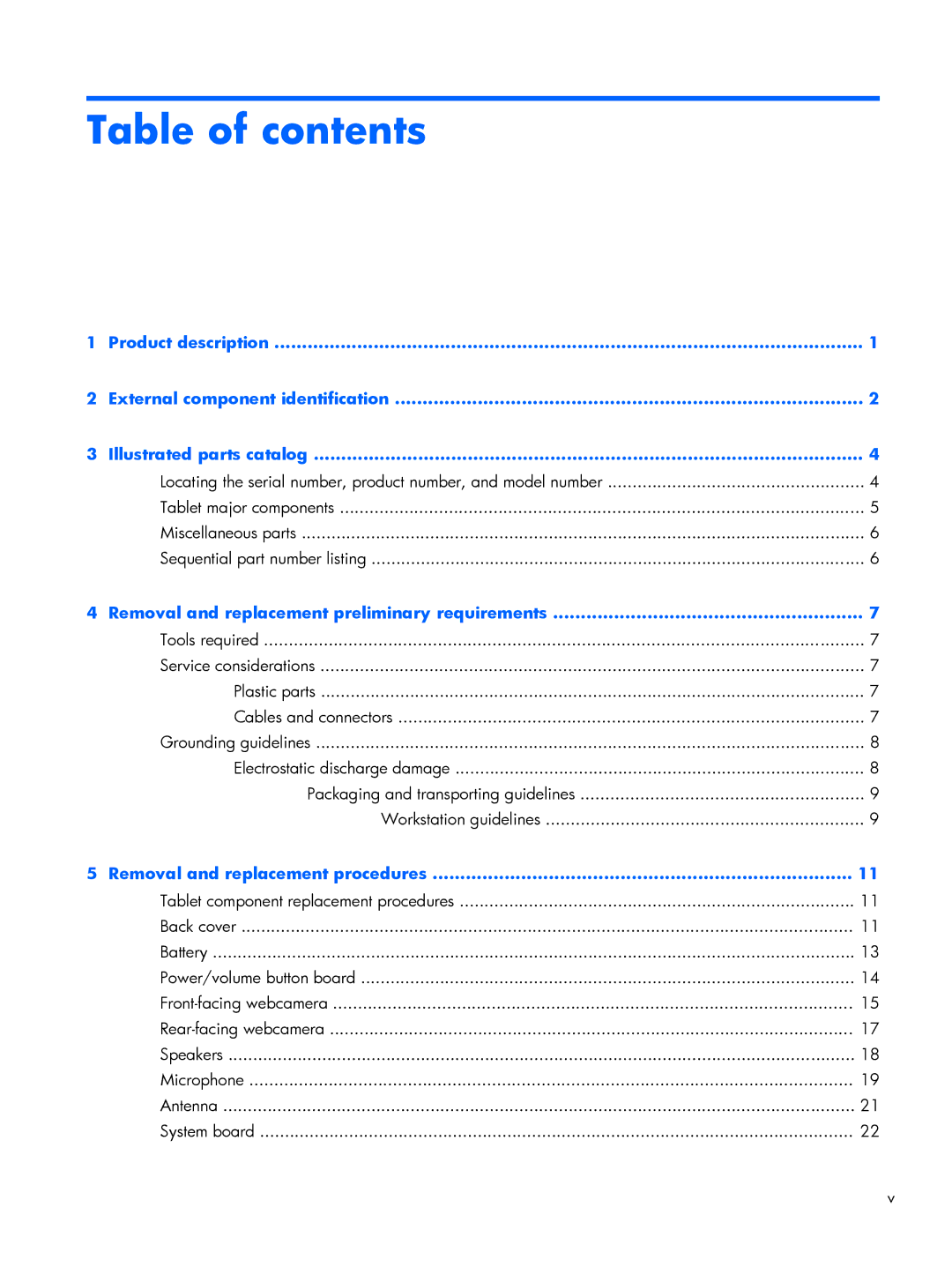 HP 8 1400 manual Table of contents 