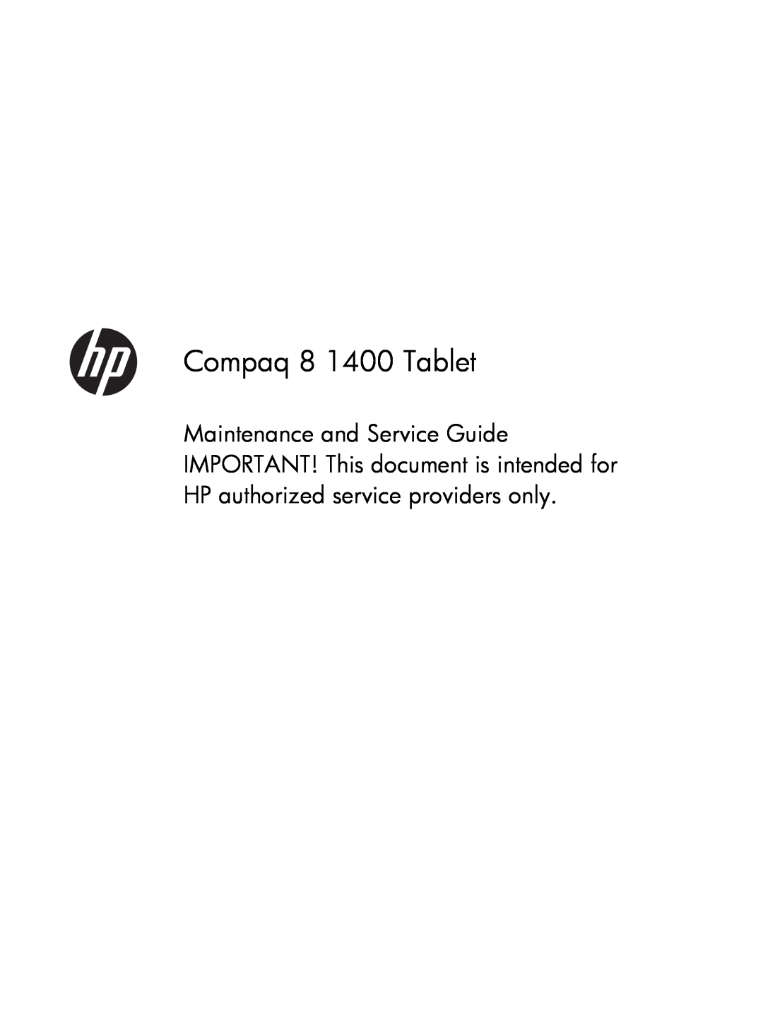 HP manual Compaq 8 1400 Tablet 