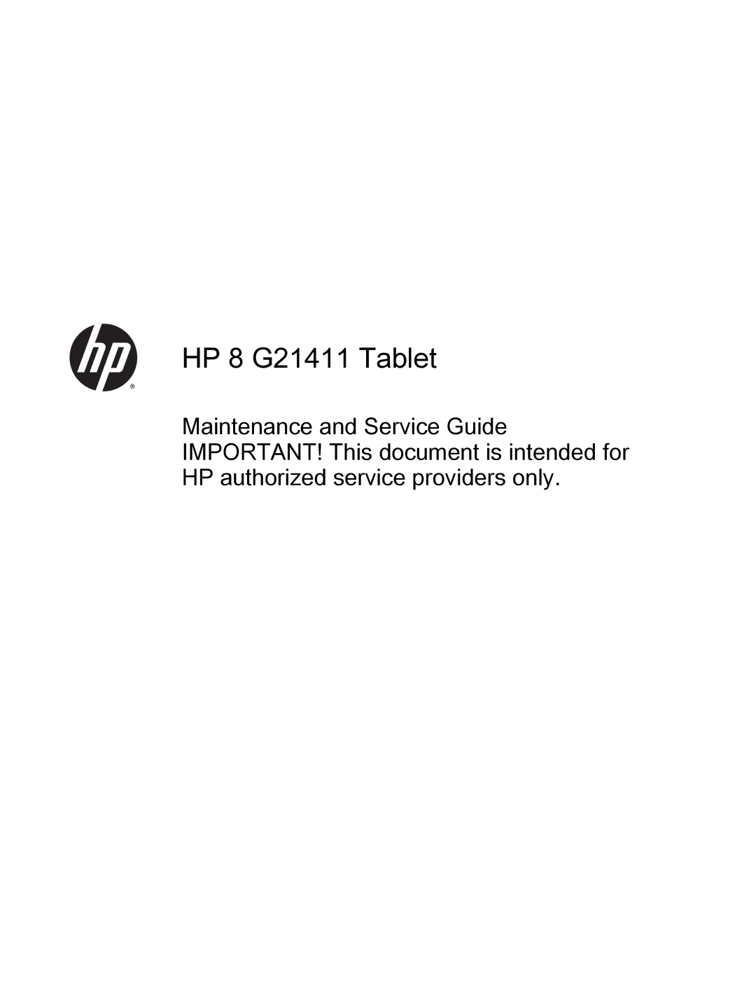 HP 8 II 1411 manual HP 8 G21411 Tablet 