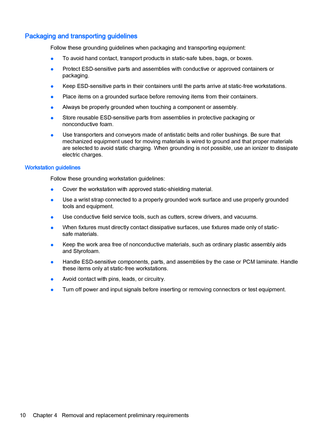 HP 8 II 1411 manual Packaging and transporting guidelines 