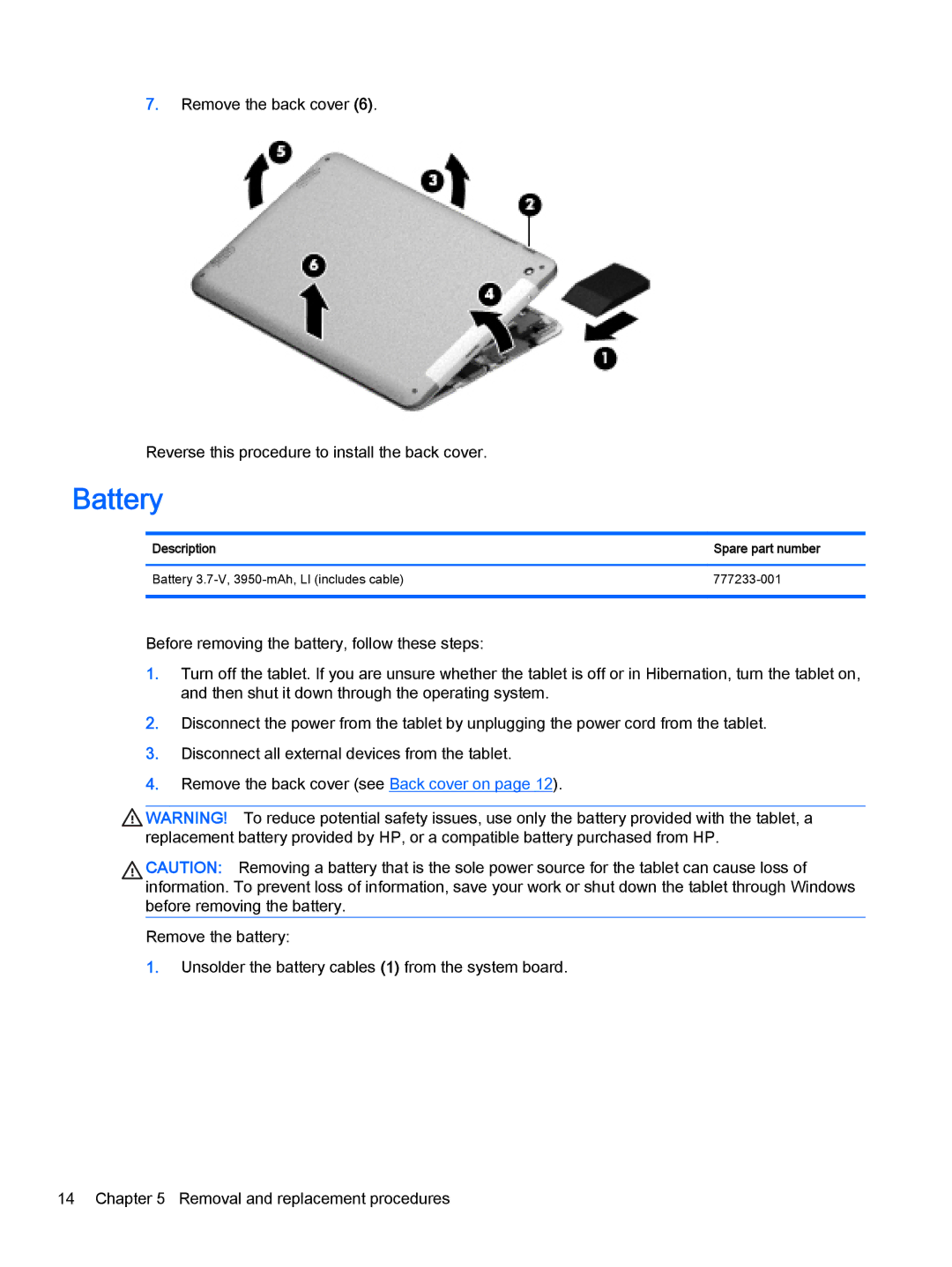 HP 8 II 1411 manual Battery 