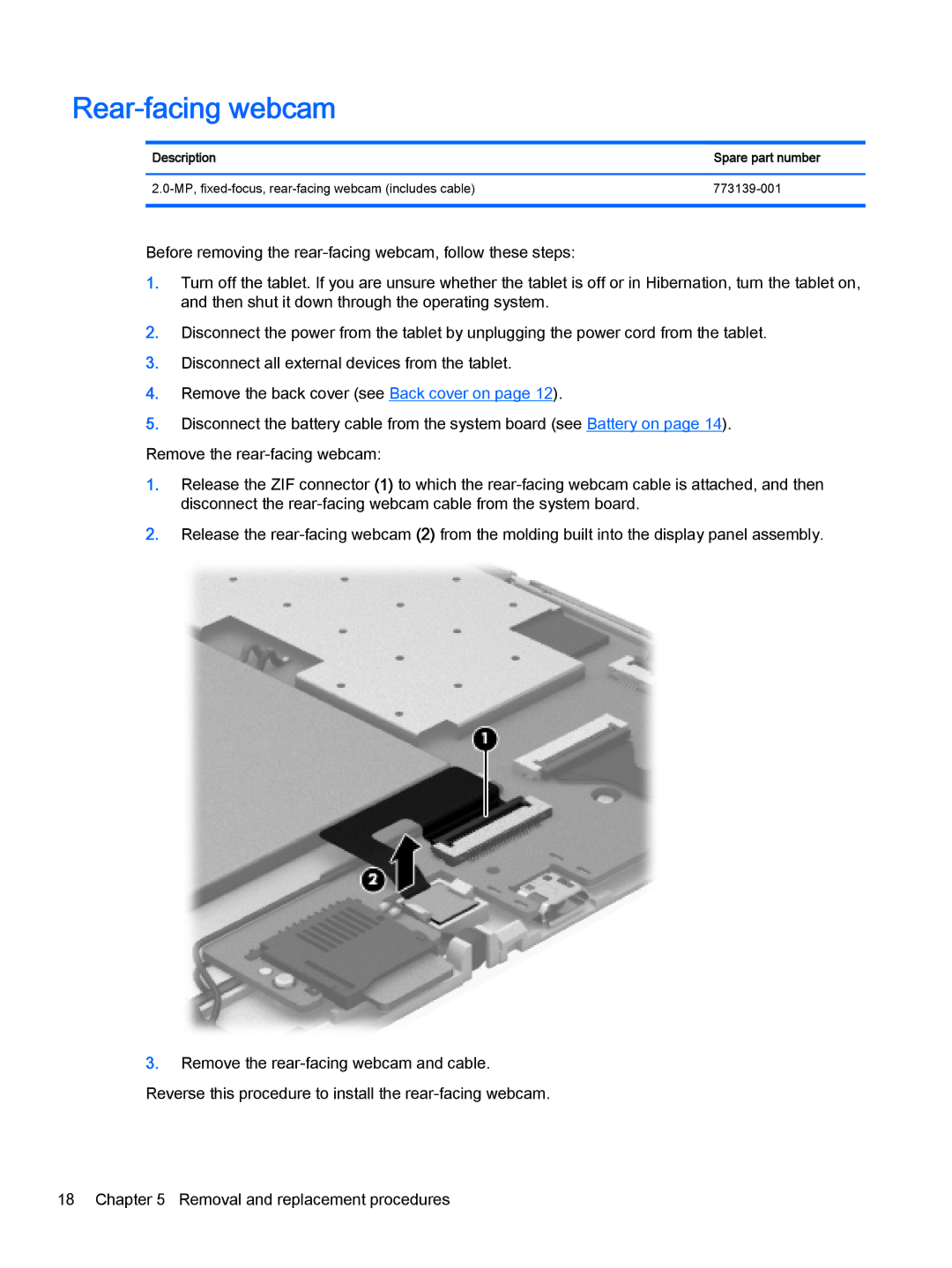 HP 8 II 1411 manual Rear-facing webcam 