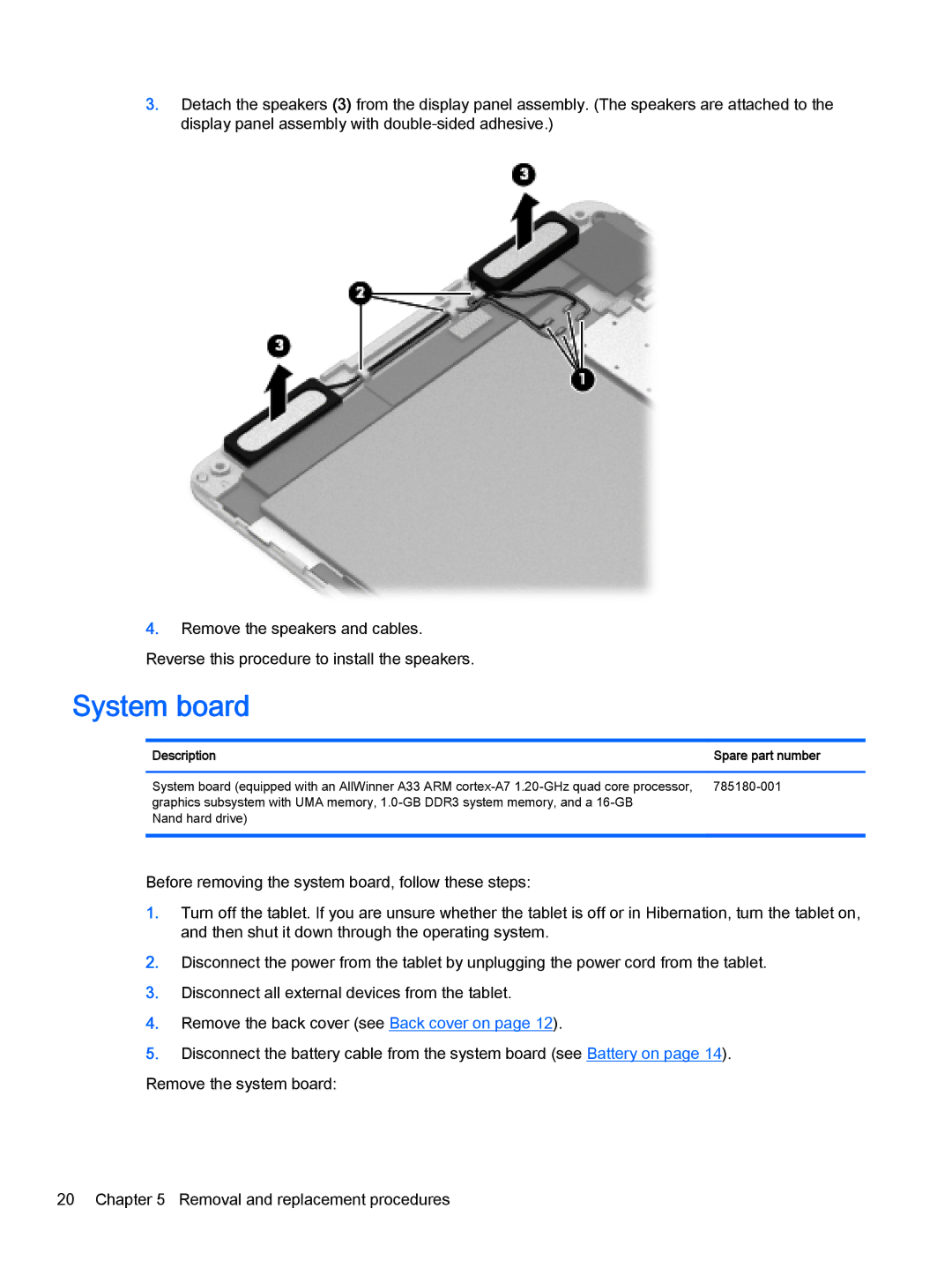 HP 8 II 1411 manual System board 