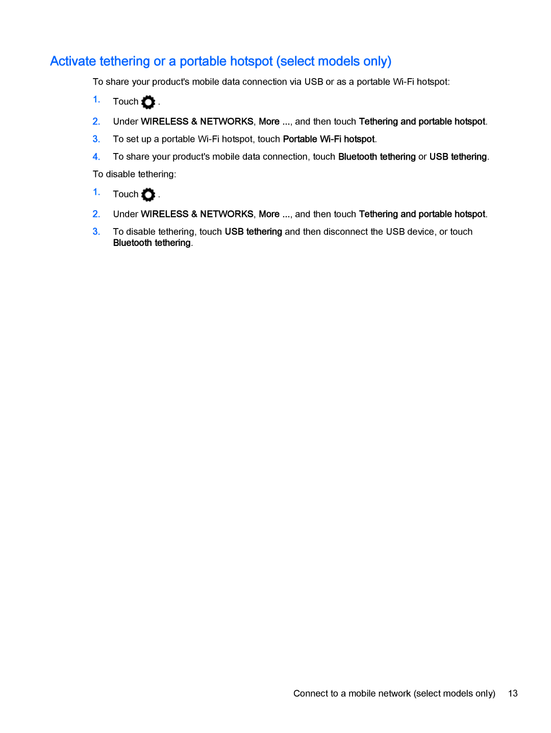 HP 8 Plus - 7500nf manual Activate tethering or a portable hotspot select models only 