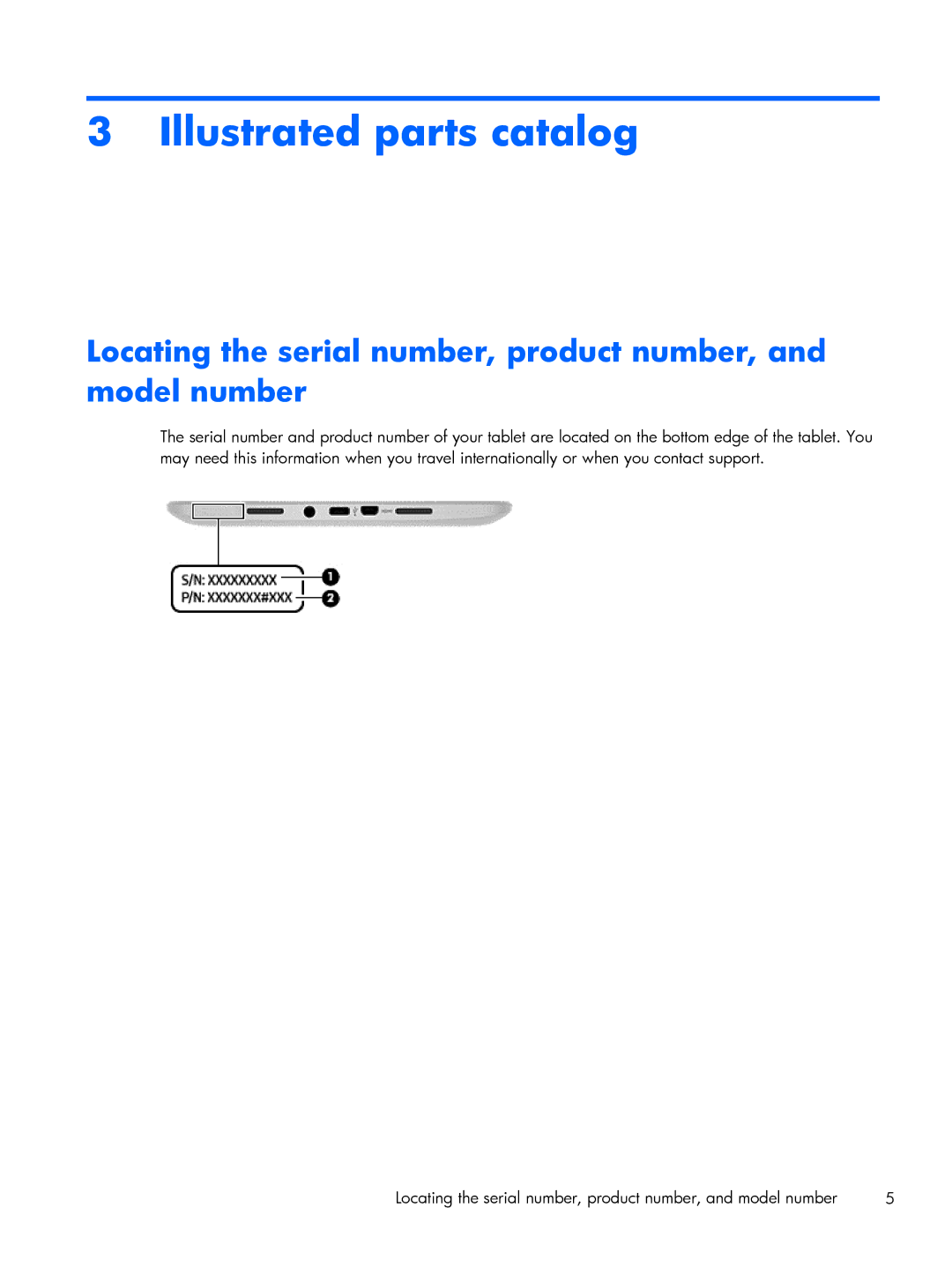 HP 8 Pro 7600ca, 8 Pro 7600us manual Illustrated parts catalog, Locating the serial number, product number, and model number 