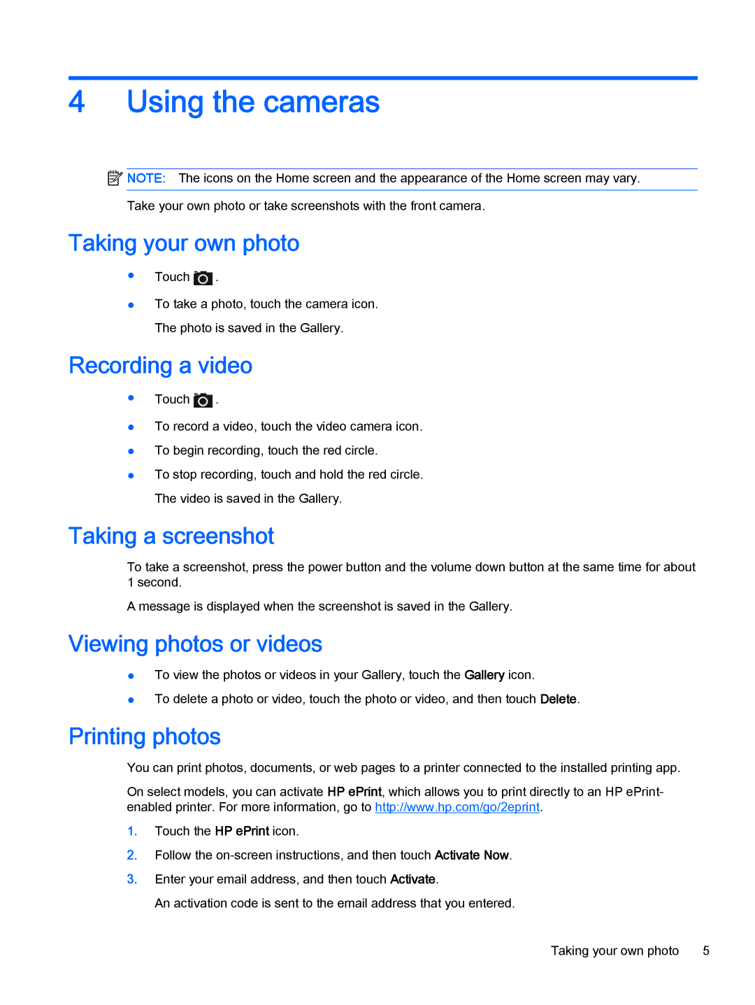 HP 8 Pro manual Using the cameras 