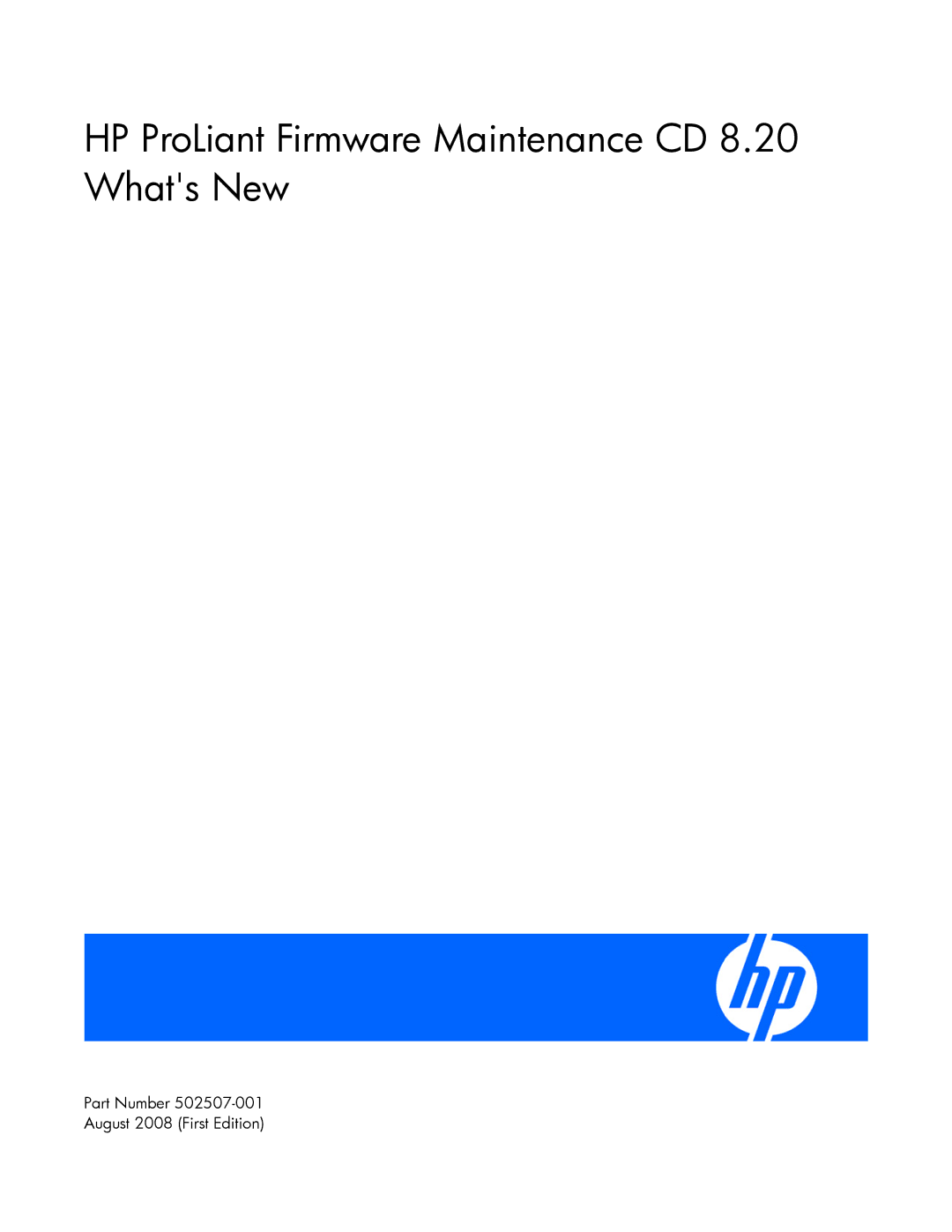 HP manual HP ProLiant Firmware Maintenance CD 8.20 Whats New 