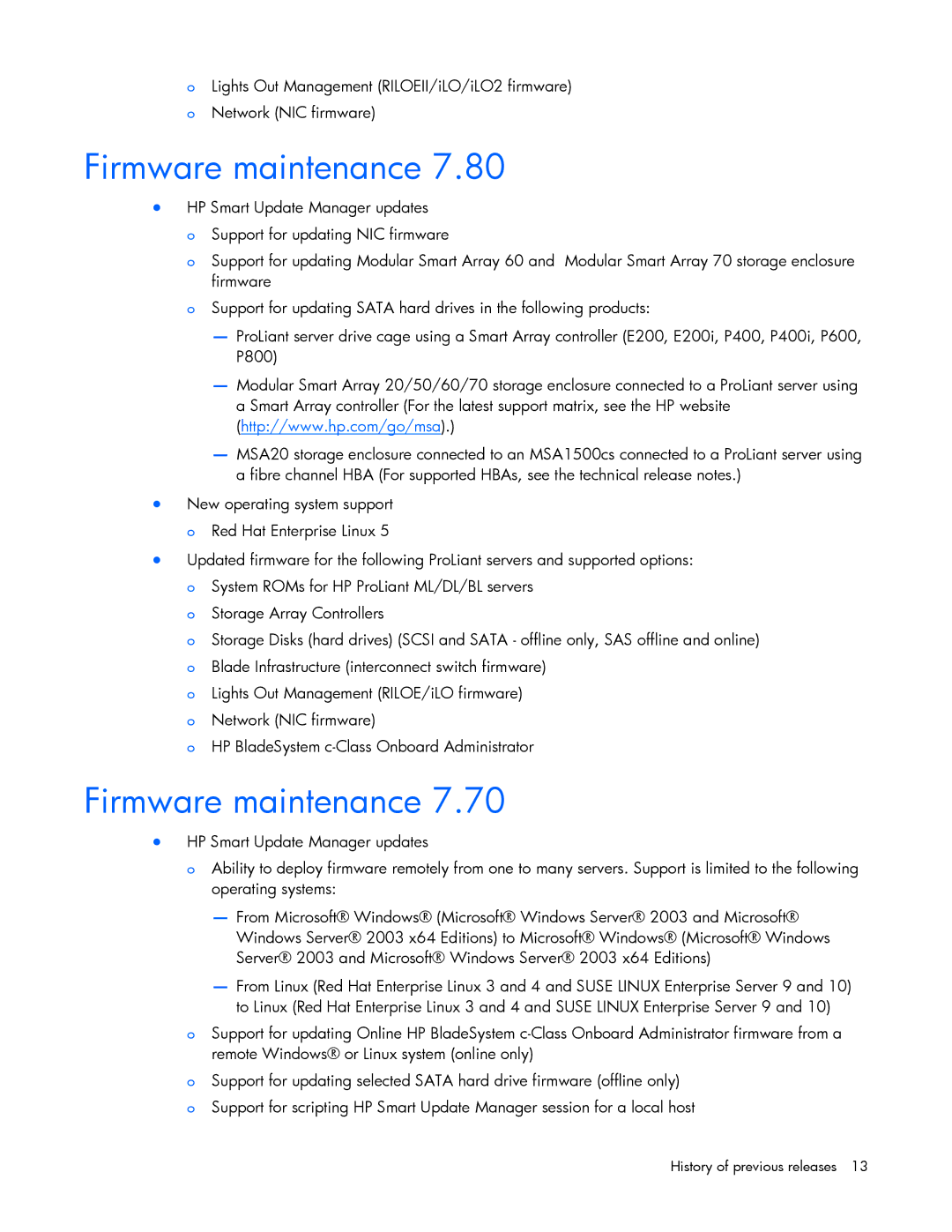 HP 8 manual Firmware maintenance 