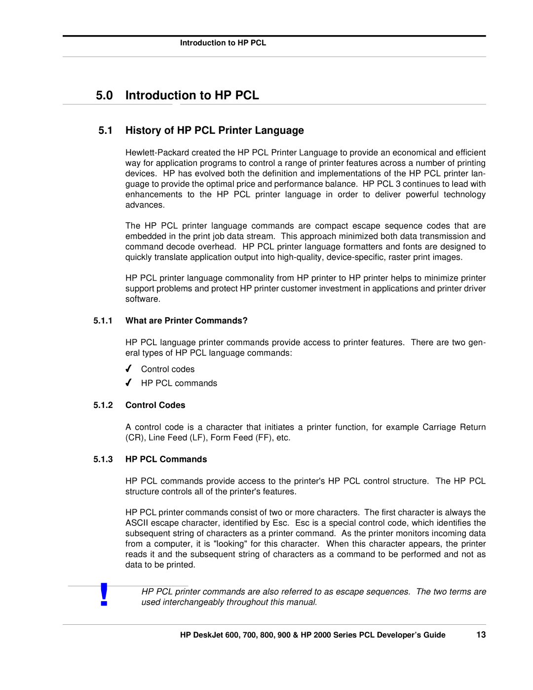 HP 700, 800 manual Introduction to HP PCL, History of HP PCL Printer Language, What are Printer Commands?, Control Codes 