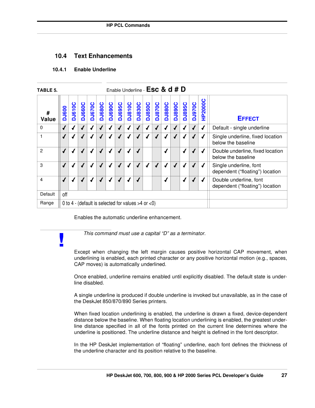 HP 700, 800 manual Text Enhancements 