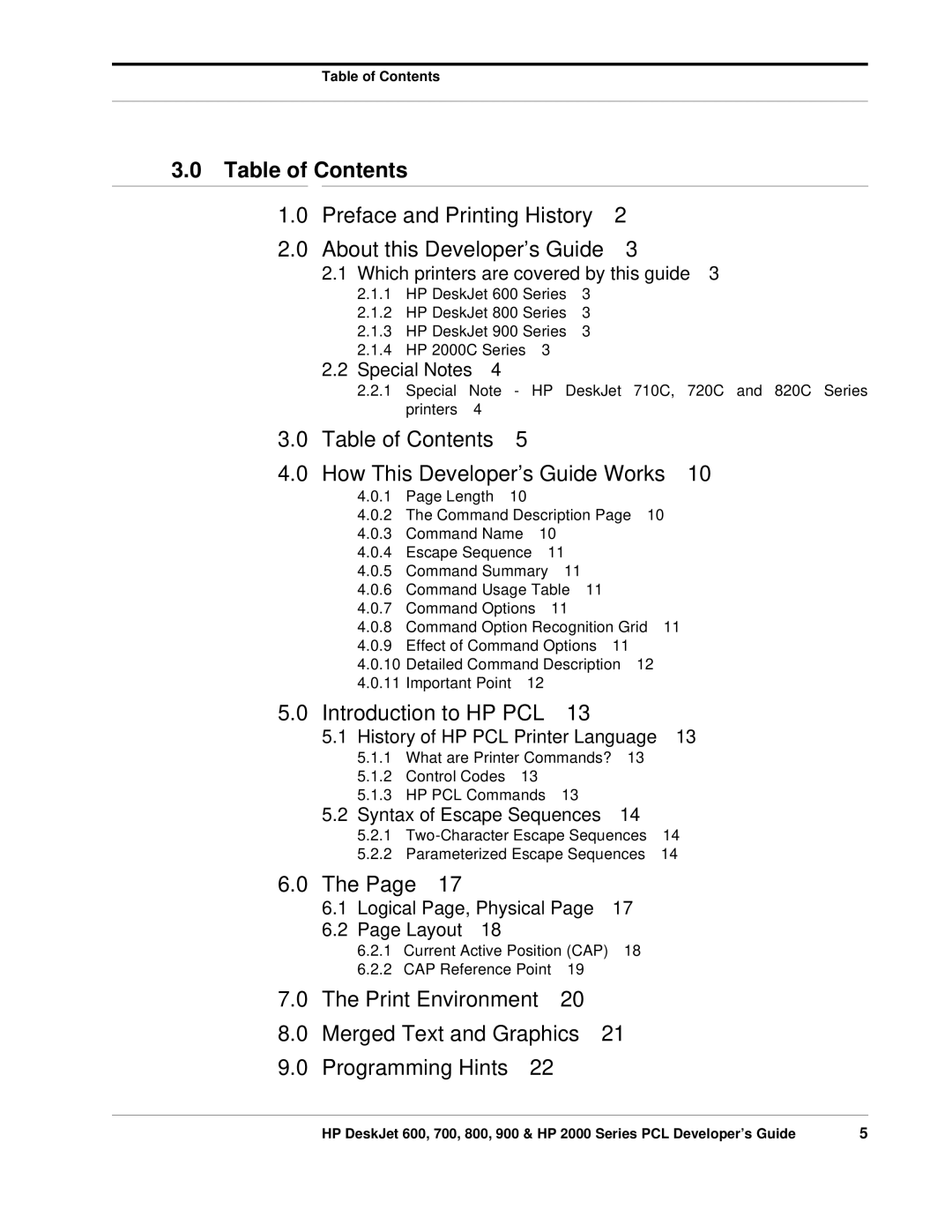 HP 700, 800 manual Table of Contents 