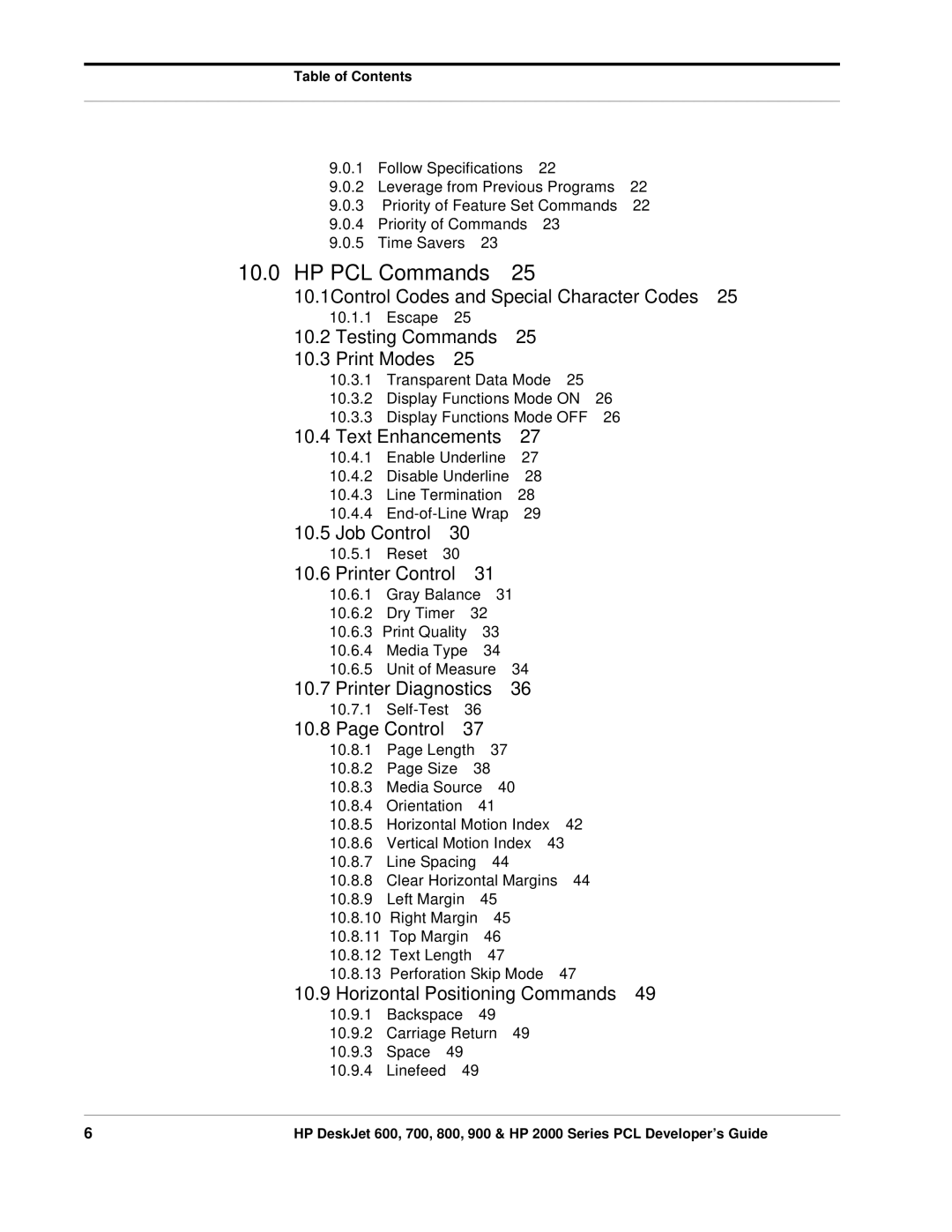 HP 800, 700 manual HP PCL Commands 