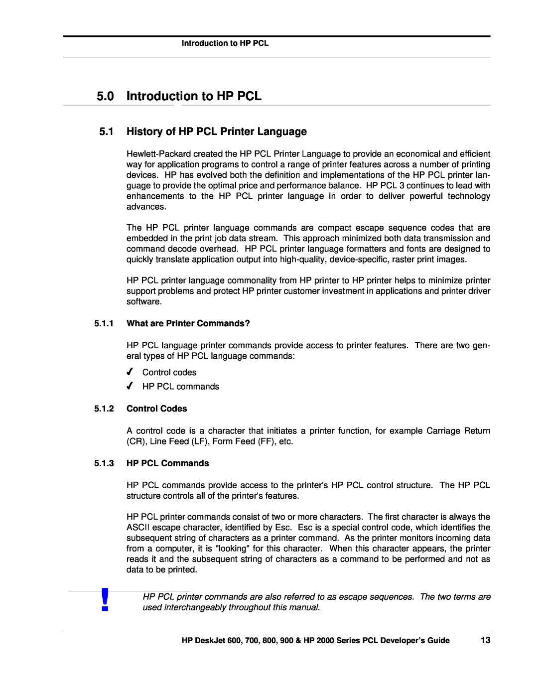 HP 700, 800 manual Introduction to HP PCL, History of HP PCL Printer Language, What are Printer Commands?, Control Codes 