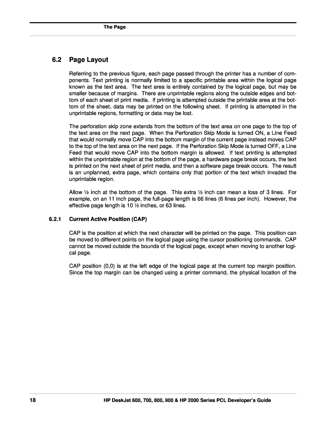 HP 800, 700 manual Page Layout, Current Active Position CAP 