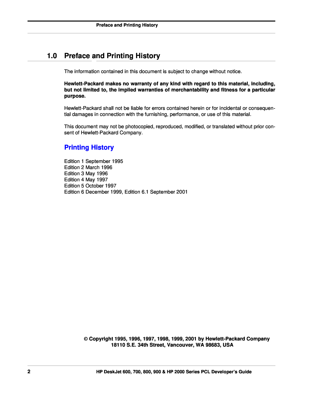 HP 800, 700 manual Preface and Printing History 