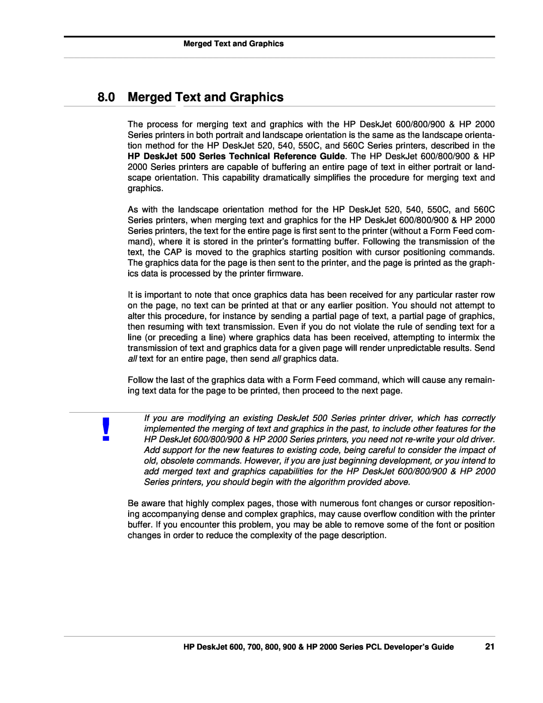 HP 700, 800 manual Merged Text and Graphics 