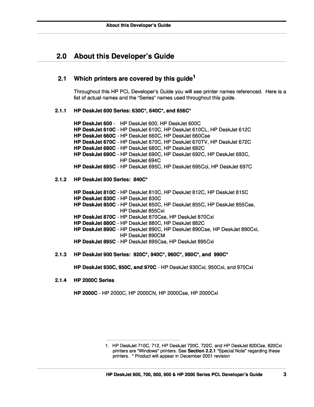 HP 700 manual About this Developer’s Guide, Which printers are covered by this guide1, HP DeskJet 800 Series 840C 