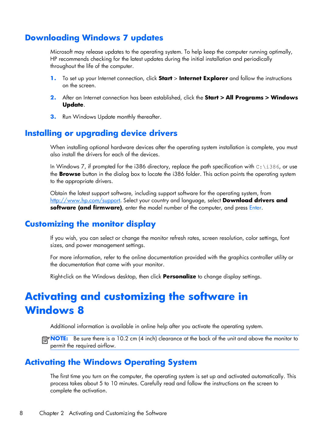 HP 800 G1 21.5 Non-Touch manual Downloading Windows 7 updates, Installing or upgrading device drivers 