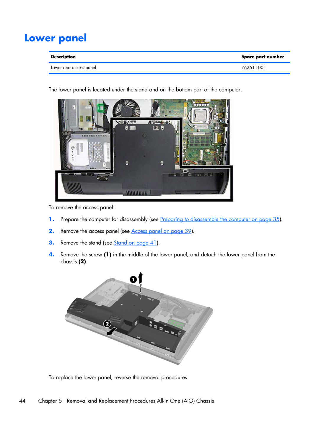 HP 800 G1 21.5 Non-Touch manual Lower panel 