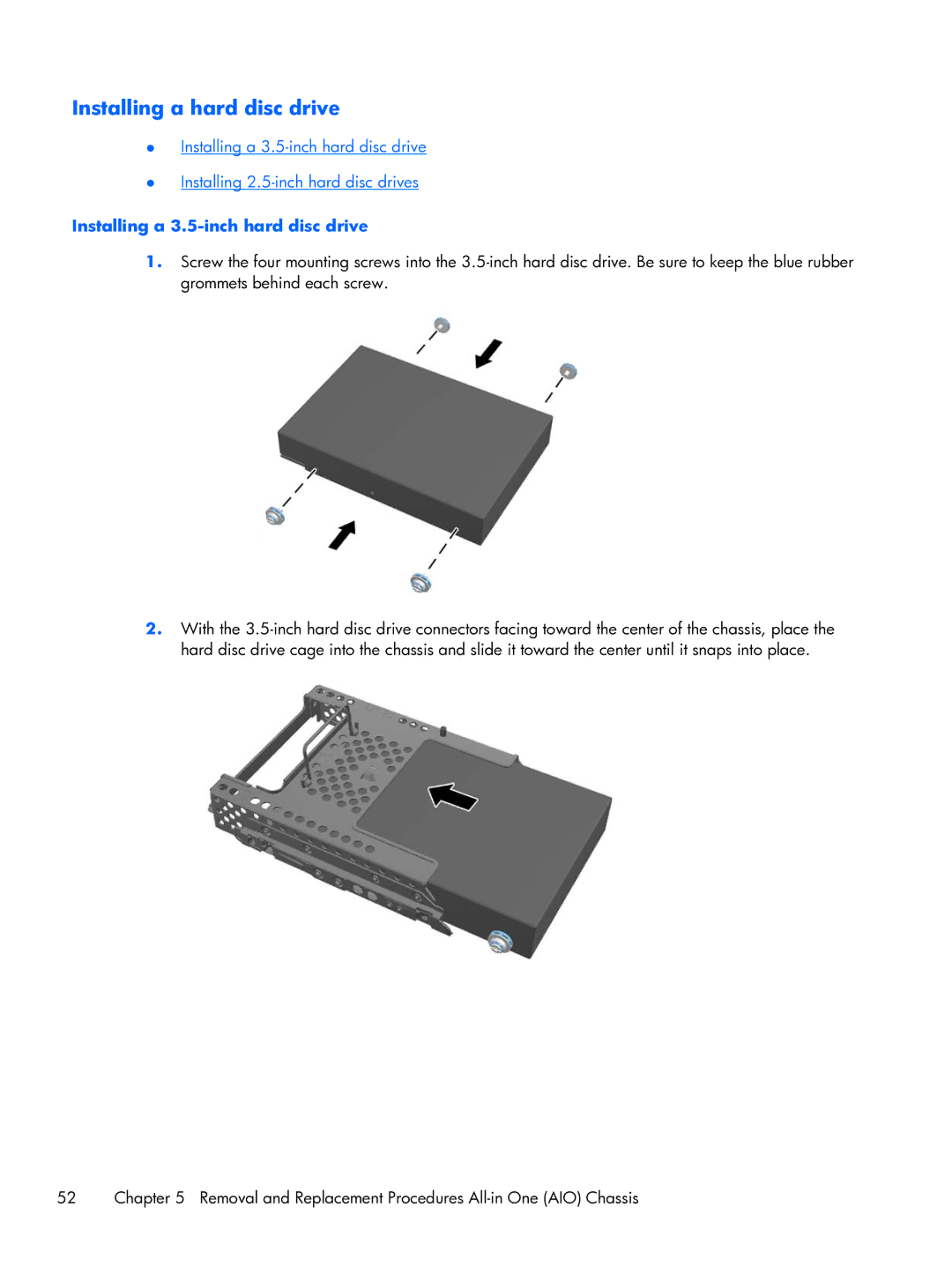 HP 800 G1 21.5 Non-Touch manual Installing a hard disc drive 