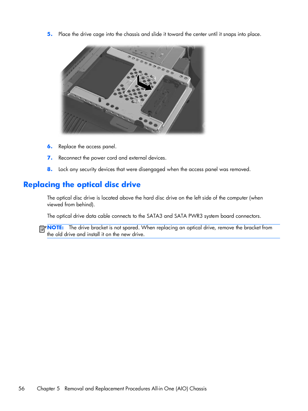 HP 800 G1 21.5 Non-Touch manual Replacing the optical disc drive 