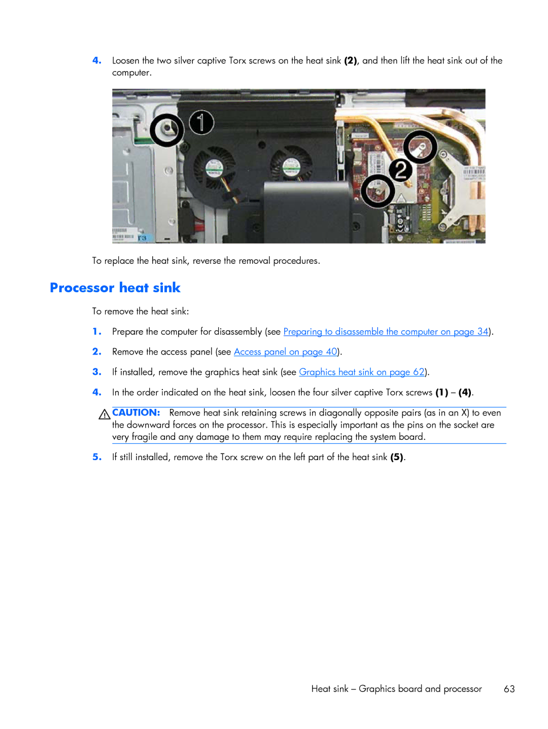 HP 800 G1 manual Processor heat sink 