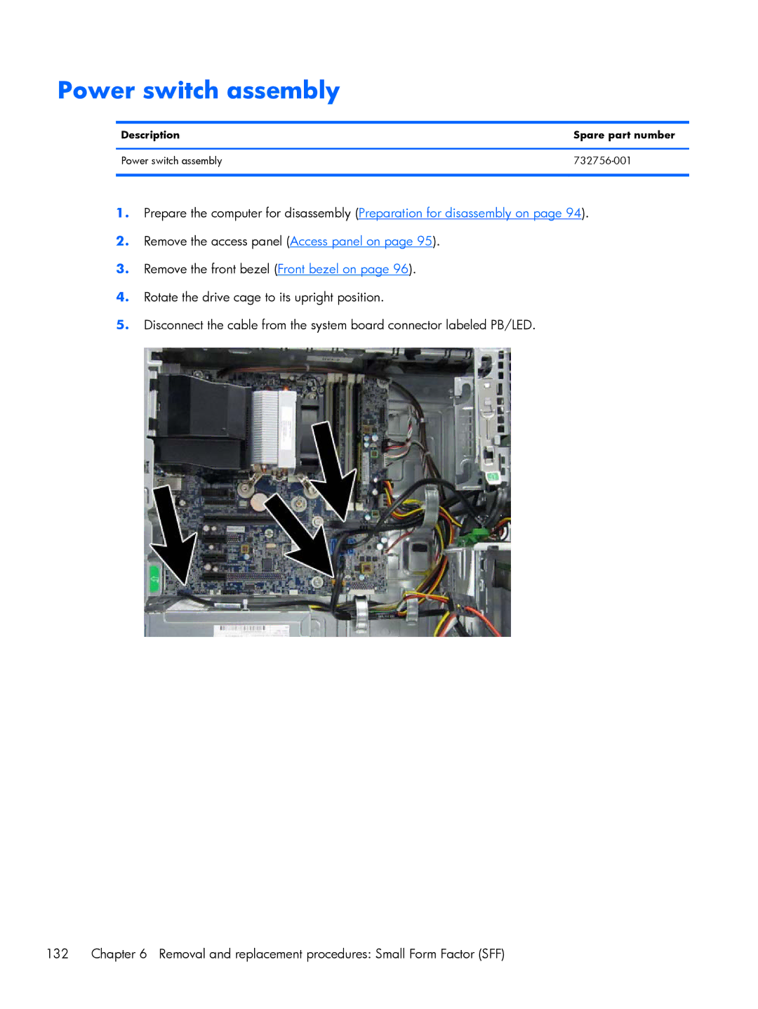 HP 800 G1 manual Power switch assembly 