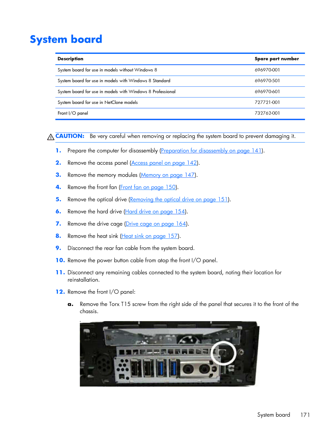 HP 800 G1 manual System board 