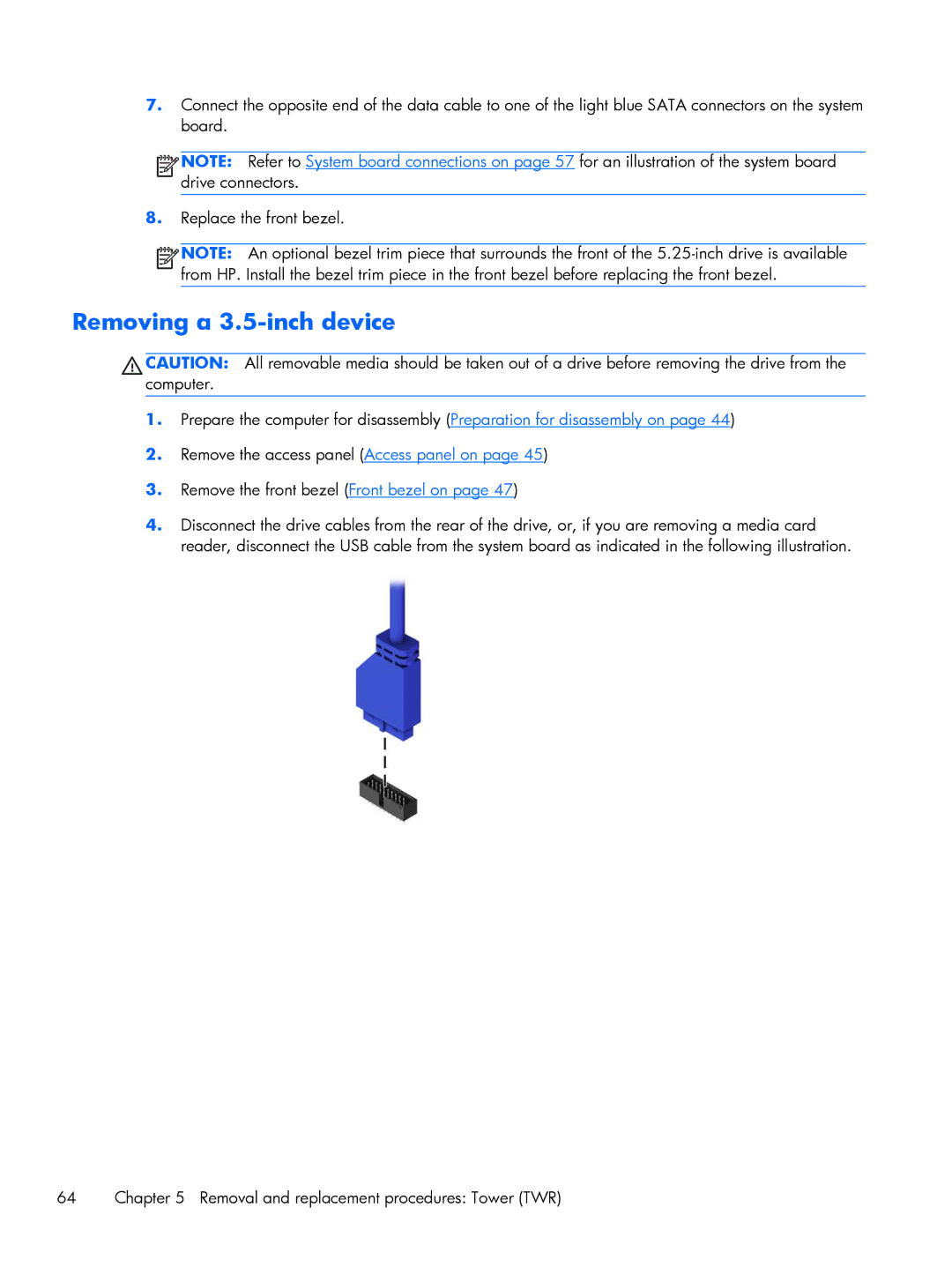 HP 800 G1 manual Removing a 3.5-inch device 