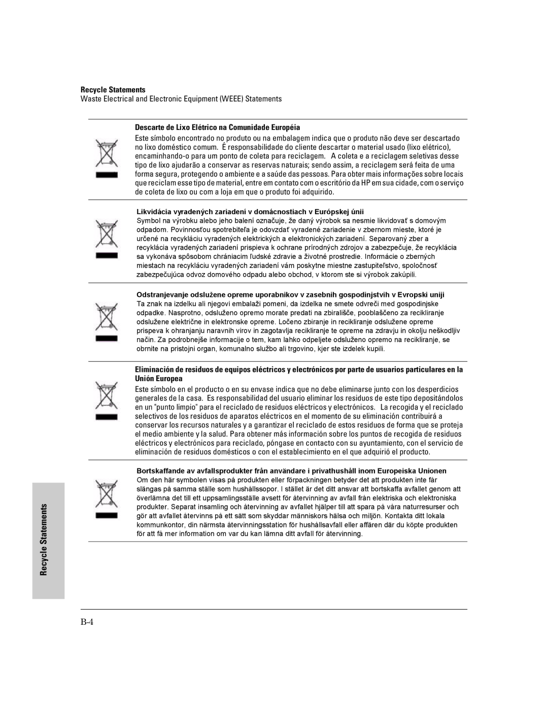 HP 800 Network Access Controller manual Descarte de Lixo Elétrico na Comunidade Européia 