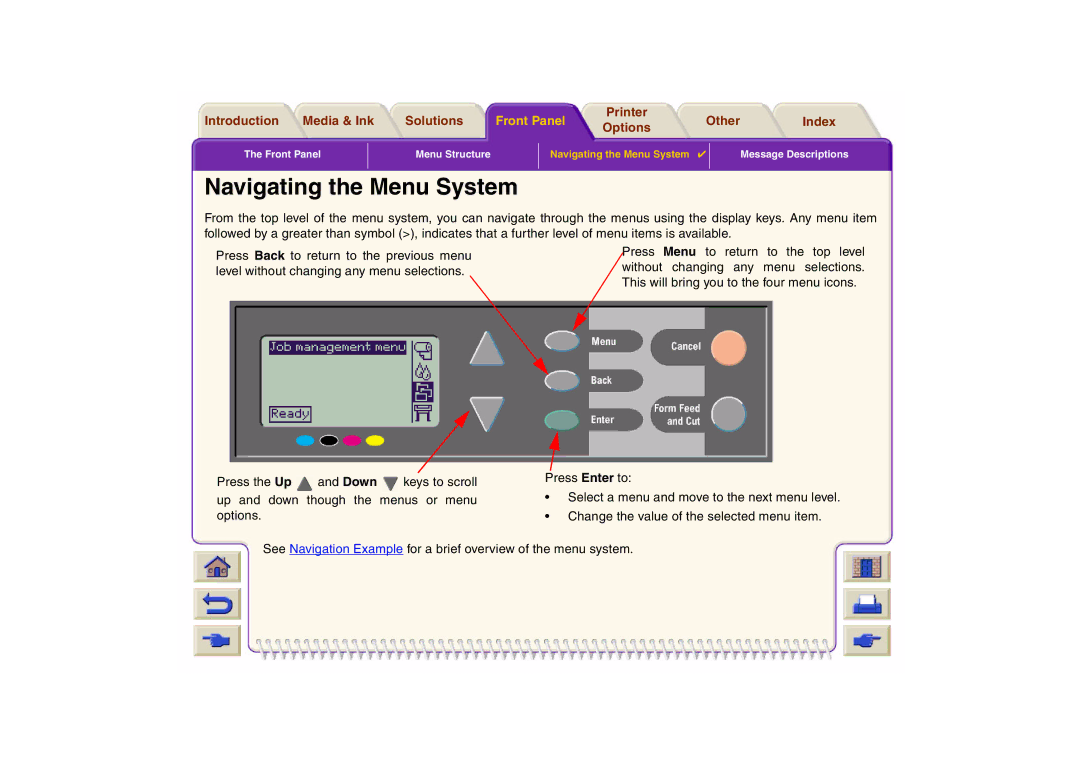 HP 800 manual Navigating the Menu System 