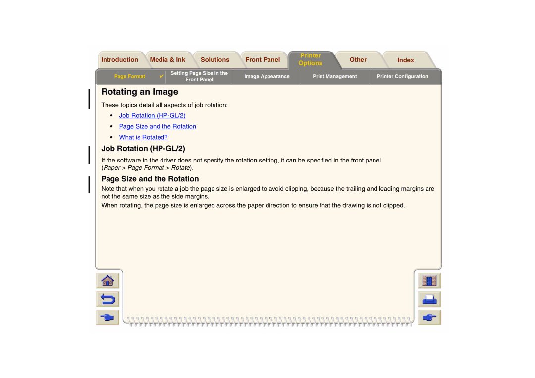 HP 800 manual Rotating an Image, Job Rotation HP-GL/2, Size and the Rotation 
