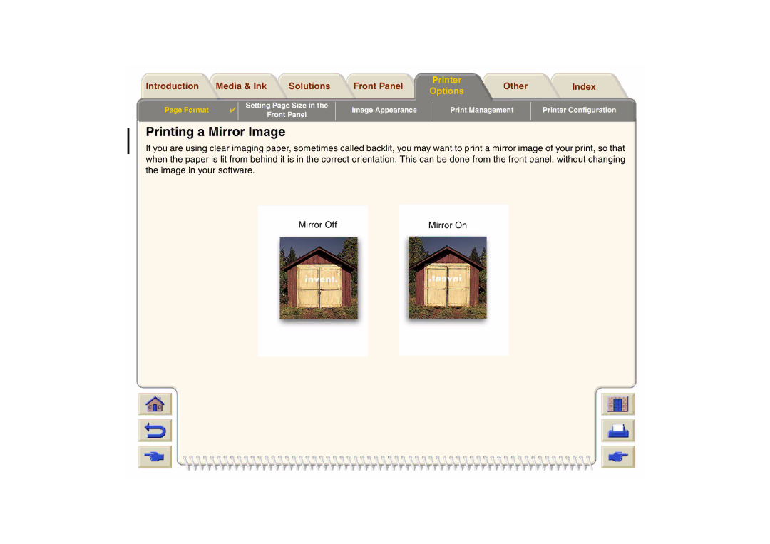 HP 800 manual Printing a Mirror Image 