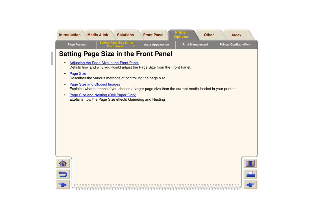 HP 800 manual Setting Page Size in the Front Panel 