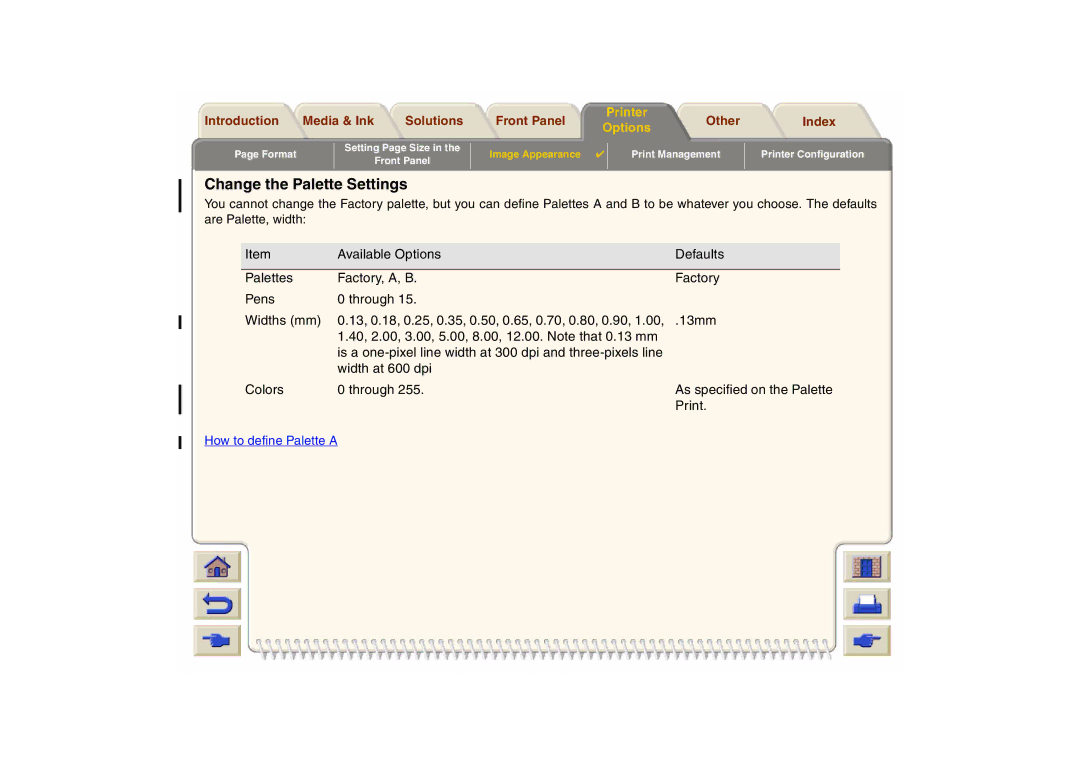 HP 800 manual Change the Palette Settings, 13mm 