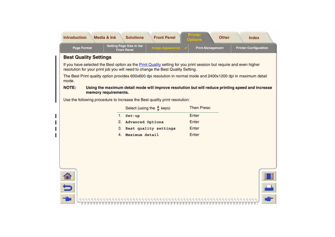HP 800 manual Best Quality Settings 