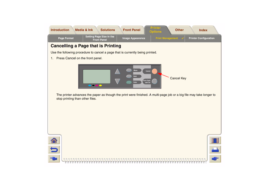 HP 800 manual Cancelling a Page that is Printing 