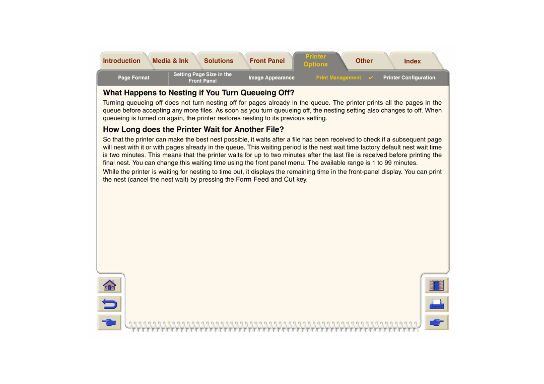 HP 800 manual What Happens to Nesting if You Turn Queueing Off? 