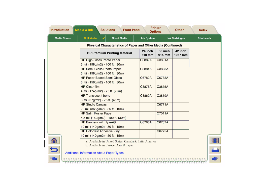 HP 800 manual Physical Characteristics of Paper and Other Media 